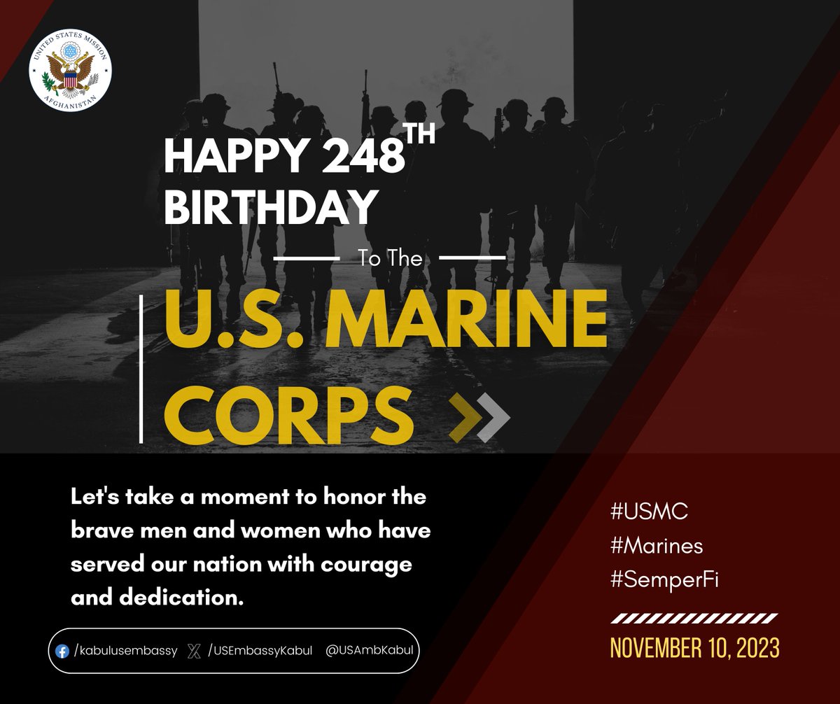 Honoring #USMC 248 birthday on Nov 10.  Privileged to work alongside Ambassador Timmy Davis and other veterans in the State Department. From this diplomat to all #Marines, #SemperFi!