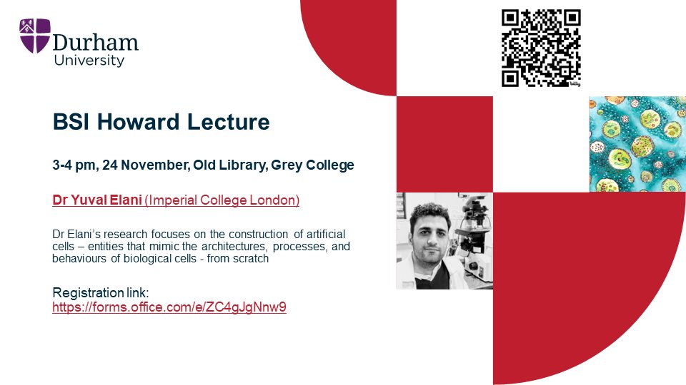 Our flagship lecture - The @durham_bsi Judith Howard Lecture is on the 24 November &amp; is open to all! 

Register here:  bit.ly/47EG5xJ 
#cuttingedge #animatematerials