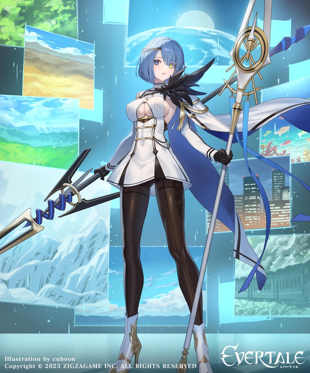 エバーテイルで本日リリースの『万法の最高神 - オーディン』を描きました!黒タイツ脚は知性の証。      #エバーテイル #Evertale