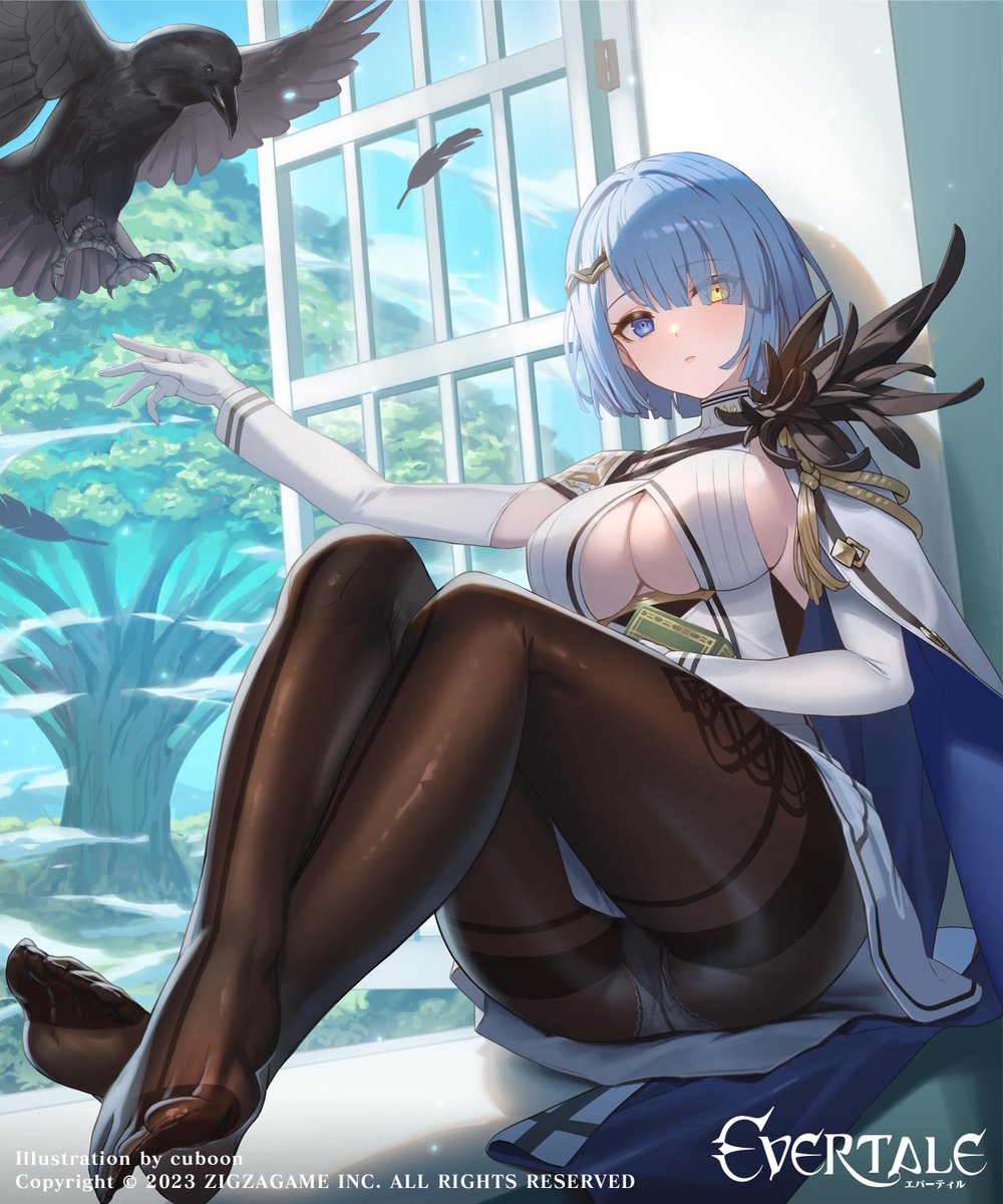 エバーテイルで本日リリースの『万法の最高神 - オーディン』を描きました!黒タイツ脚は知性の証。      #エバーテイル #Evertale