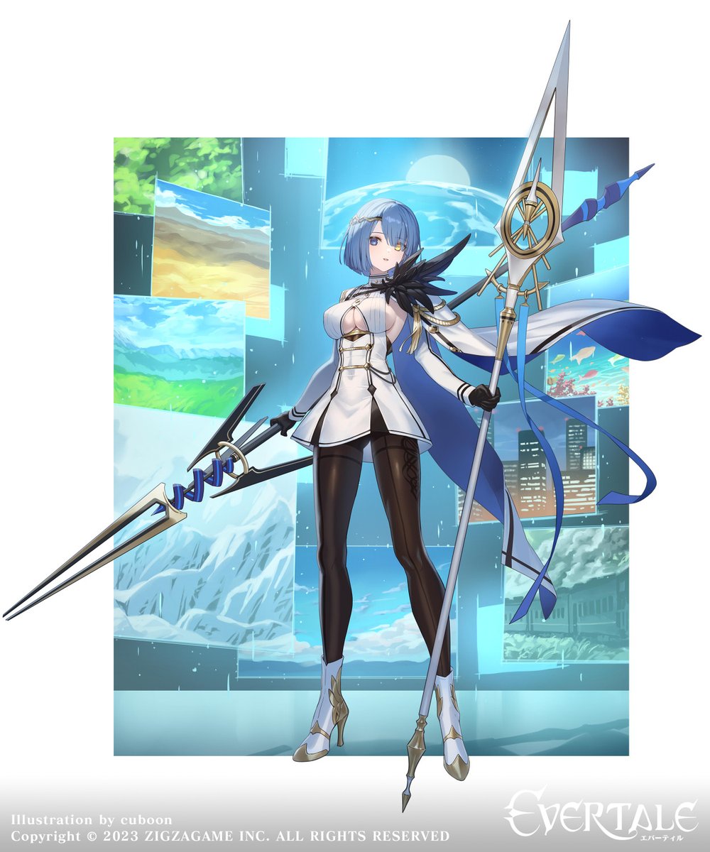 エバーテイルで本日リリースの『万法の最高神 - オーディン』を描きました!黒タイツ脚は知性の証。      #エバーテイル #Evertale