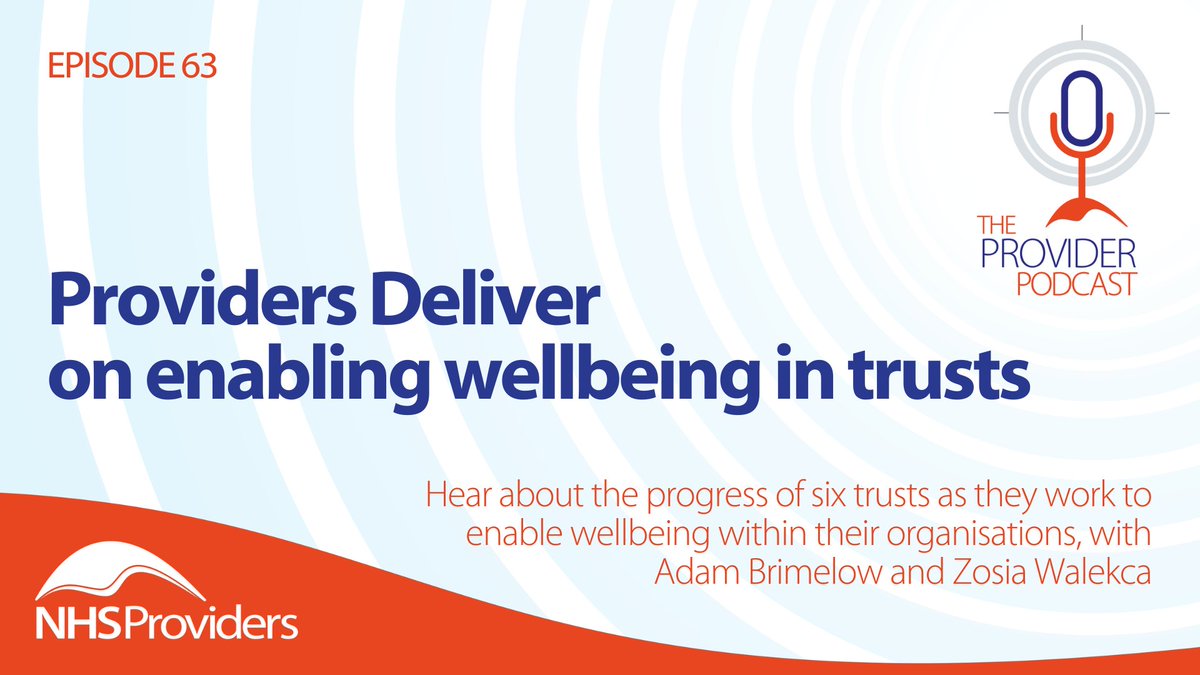 How are #NHS trusts embedding staff wellbeing interventions? #TheProviderPodcast spotlights two trusts from our latest #ProvidersDeliver report. Hear from: 🟠 @OxleasNHS 🔵 @MWLNHS Find out how they've put a focus on workforce wellbeing 👉 bit.ly/40kiBe1