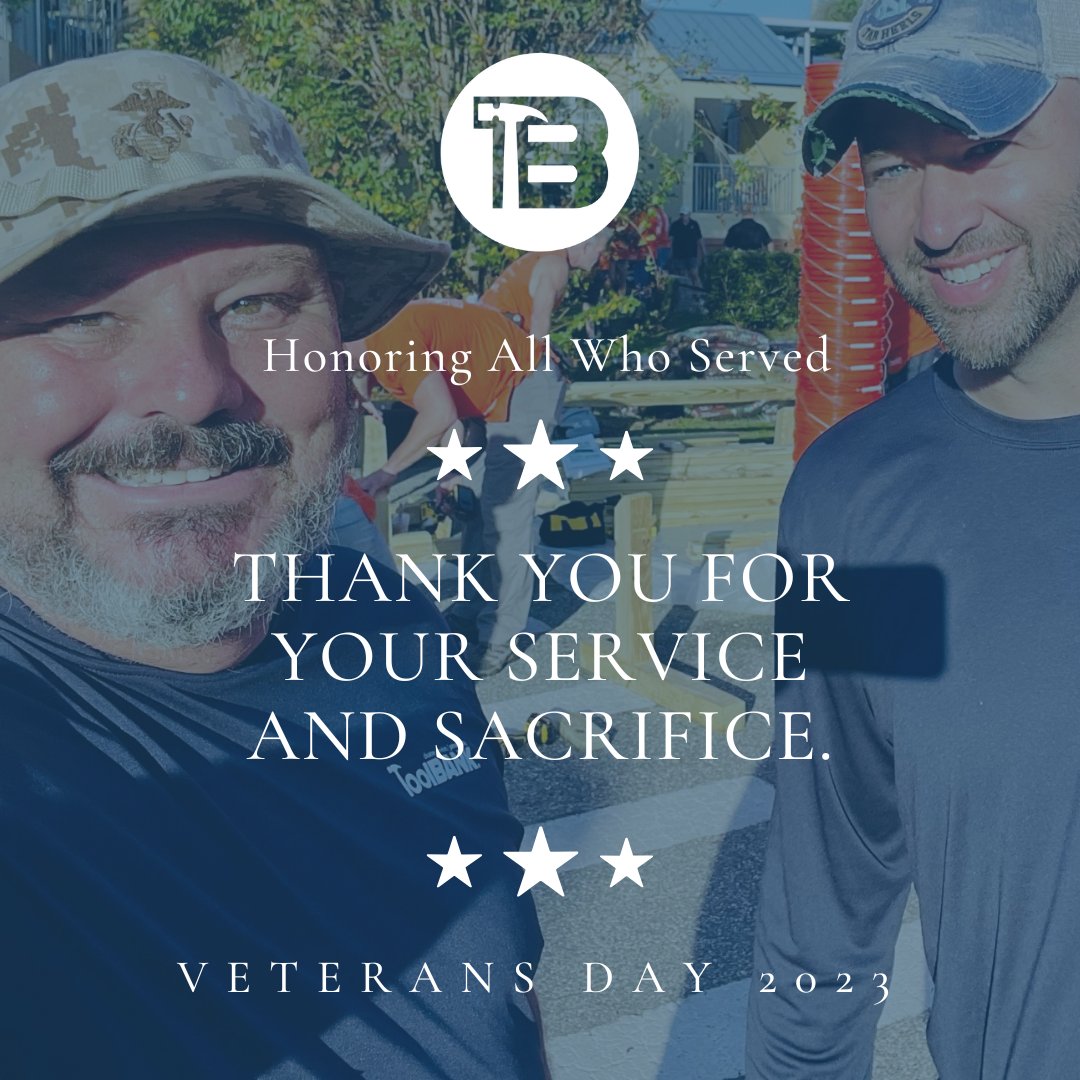 Happy Veteran's Day from the ToolBank USA team! Today is for our heroes. Let us honor the brave men and women that have fought for our country. We thank you for your service...and send out a special thanks to our veteran coworkers.

#toolbank #toolsforchange #veteransday #usa