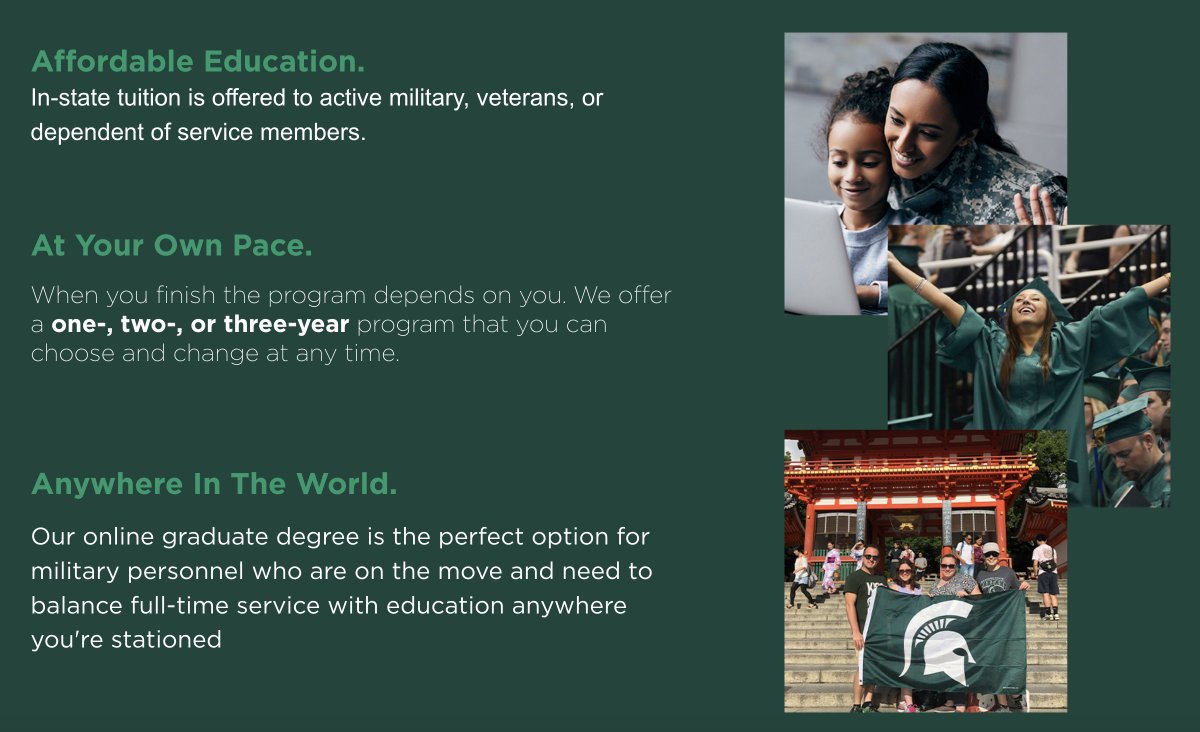 Thank you to our #MSUStratCom members who serve and who have served. #veteransday #Spartans 

We value our military, veterans, and dependents of service members. Our program provides mission-essential tools to further your career.

Get more info here: comartsci.msu.edu.pages.services/request-inform…