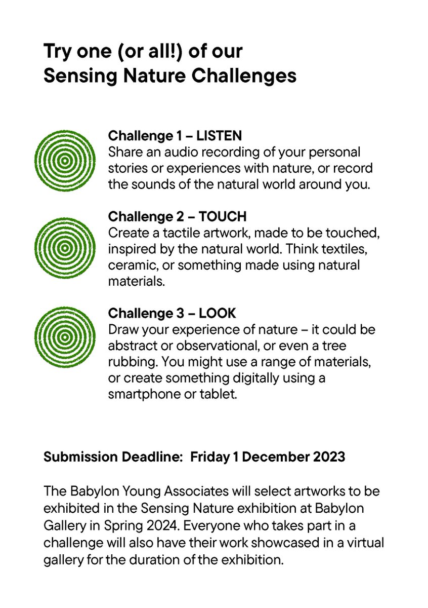 2/2 Try out one (or all) of <a href="/BabylonArtsEly/">Babylon Arts</a> Sensing Nature Challenges - all details on website: bitly.ws/ZRSH