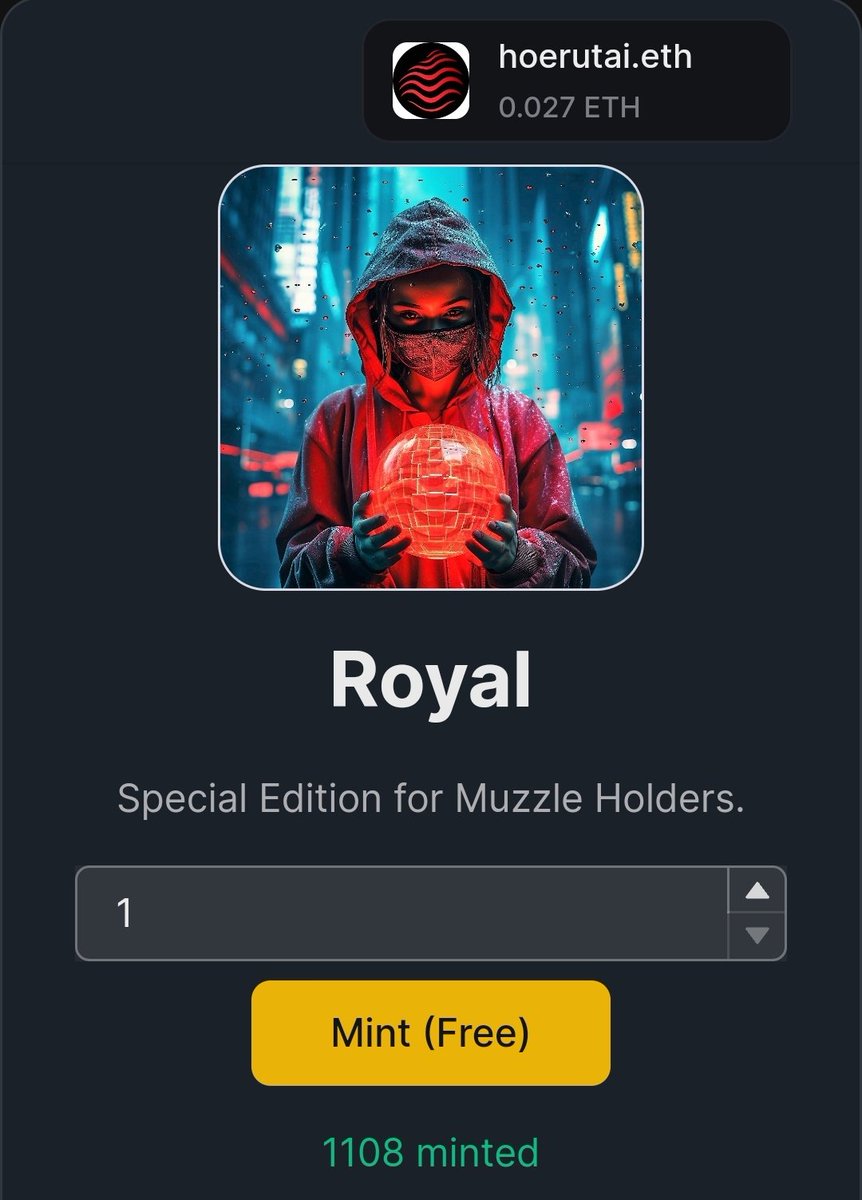 HoeruTai's tweet image. 🔥75 #RoyalNft #claimed ! 
🍕Let's go #MUZZPACK !
..
☯️Soul Bound Token Royal 
#IDMUZZLE #SOULBOUNDTOKEN #MUZZLETOKEN