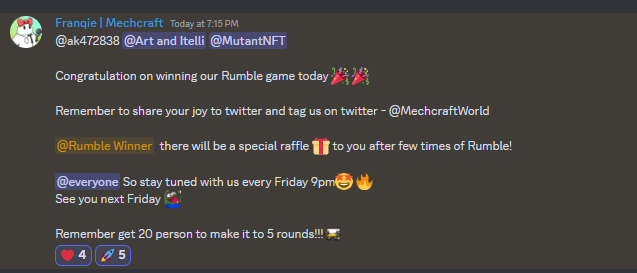 appleUp50's tweet photo. Won a Rumble Royale at @MechcraftWorld  Join Now For Fun https://t.co/OOmC0zEbei