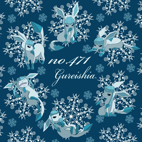 glaceon no humans snowflakes pokemon (creature) christmas evolutionary line merry christmas blue theme  illustration images