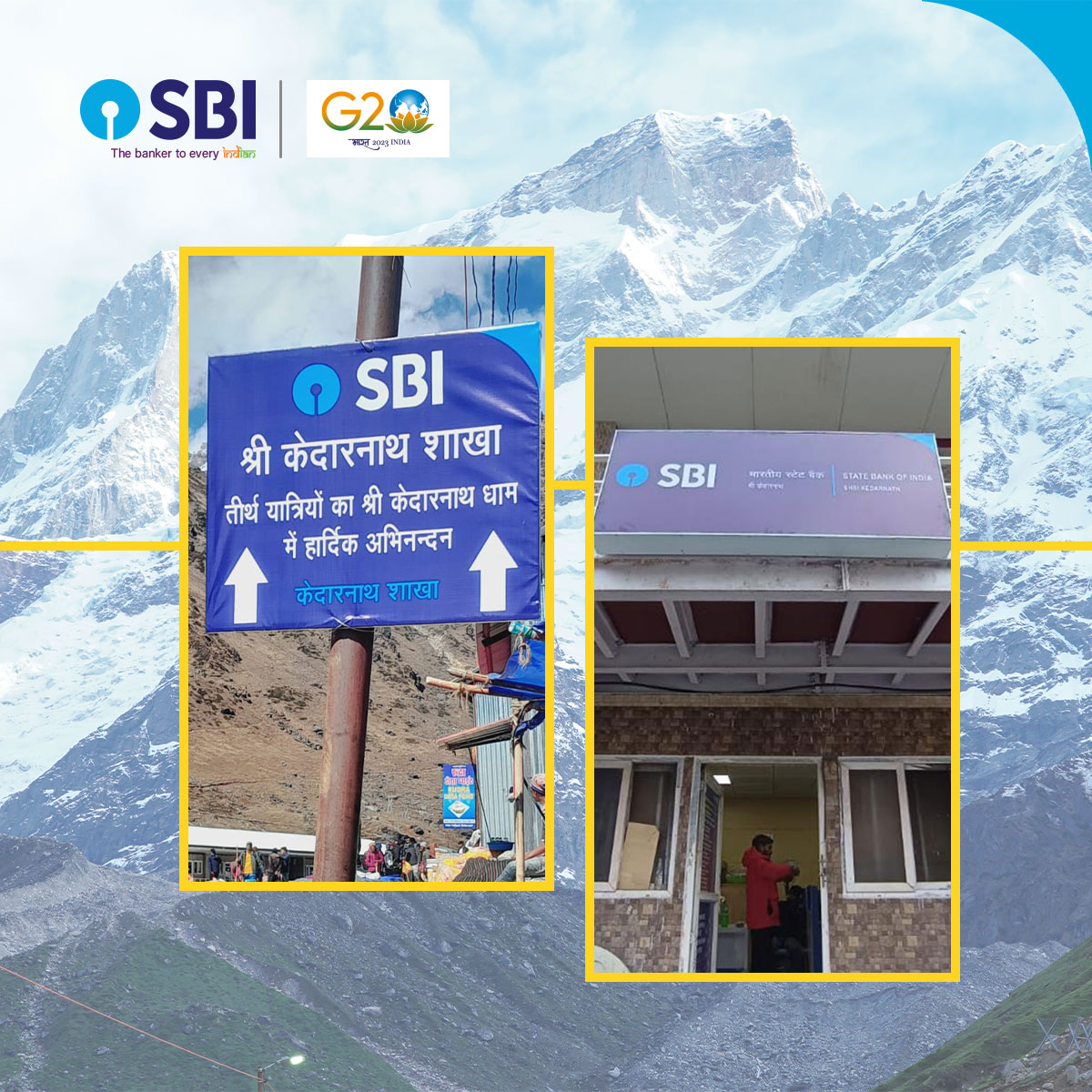 TheOfficialSBI's tweet photo. On the occasion of Uttarakhand Foundation Day on 09.11.2023, SBI has accomplished another milestone by opening its highest-altitude non-motorable branch at Shri Kedarnath Dham, situated at 11,755 feet above sea level. The branch is well-equipped to provide banking services to all its esteemed customers and pilgrims visiting Shri Kedarnath, thereby ensuring a smooth and hassle-free journey.

#SBI #TheBankerToEveryIndian #DeshKaFan #SBIAapkeSaath #AboveAndBeyond

@ukcmo 
@DFS_India 
@FinMinIndia