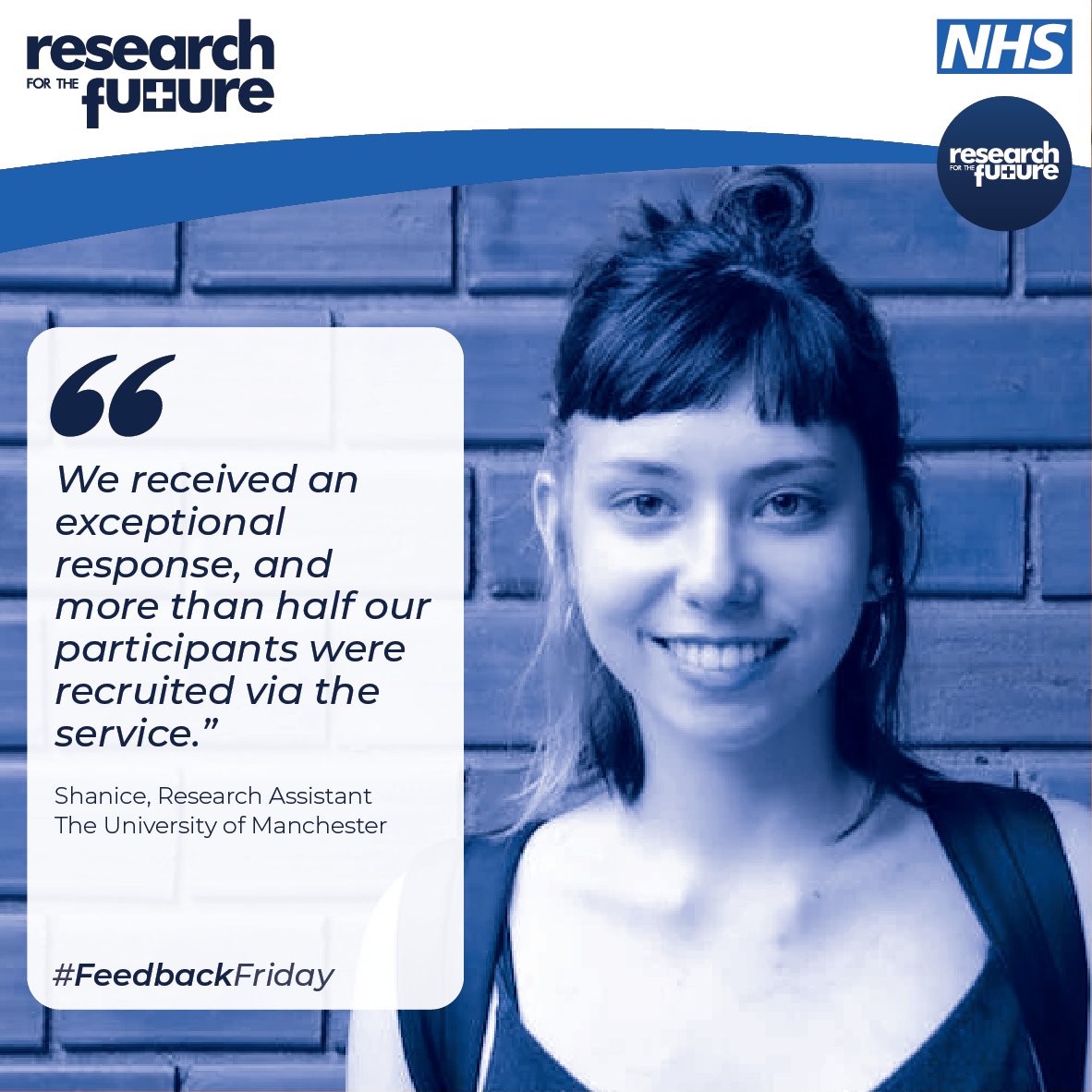 Research_Future's tweet image. “We received an exceptional response from Research for the Future volunteers, and more than half of our interview participants were recruited using the services”

Shanice (Research Assistant, The University of Manchester)
#FeedbackFriday #ResearchForTheFuture