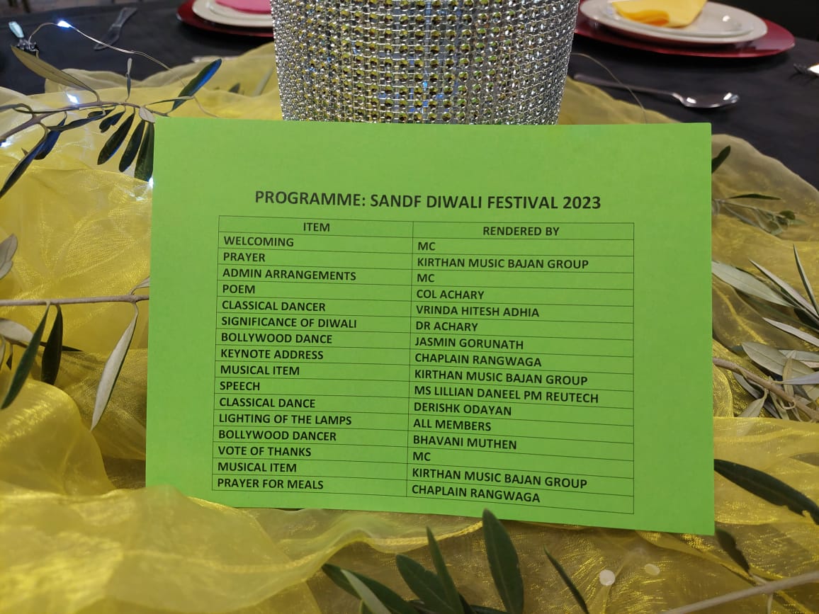 SANDF_ZA's tweet image. Department of Defence Diwali Festival 2023.

Information and Photographs by SA National Defence Force || Chaplains Service Division.

#SANDF
#SANDFChaplaincy
#Diwali2022