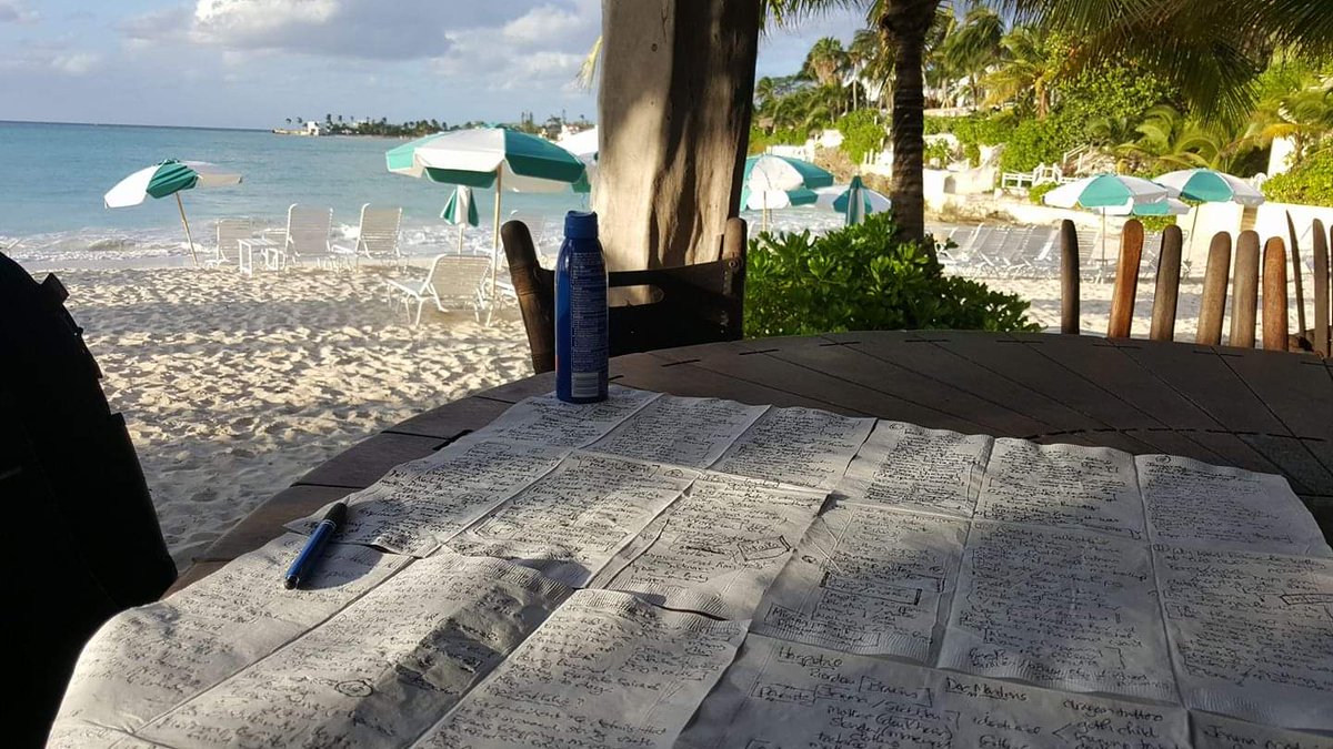 Memories of plotting in the Bahamas...bar napkins do come in handy when the muse strikes...