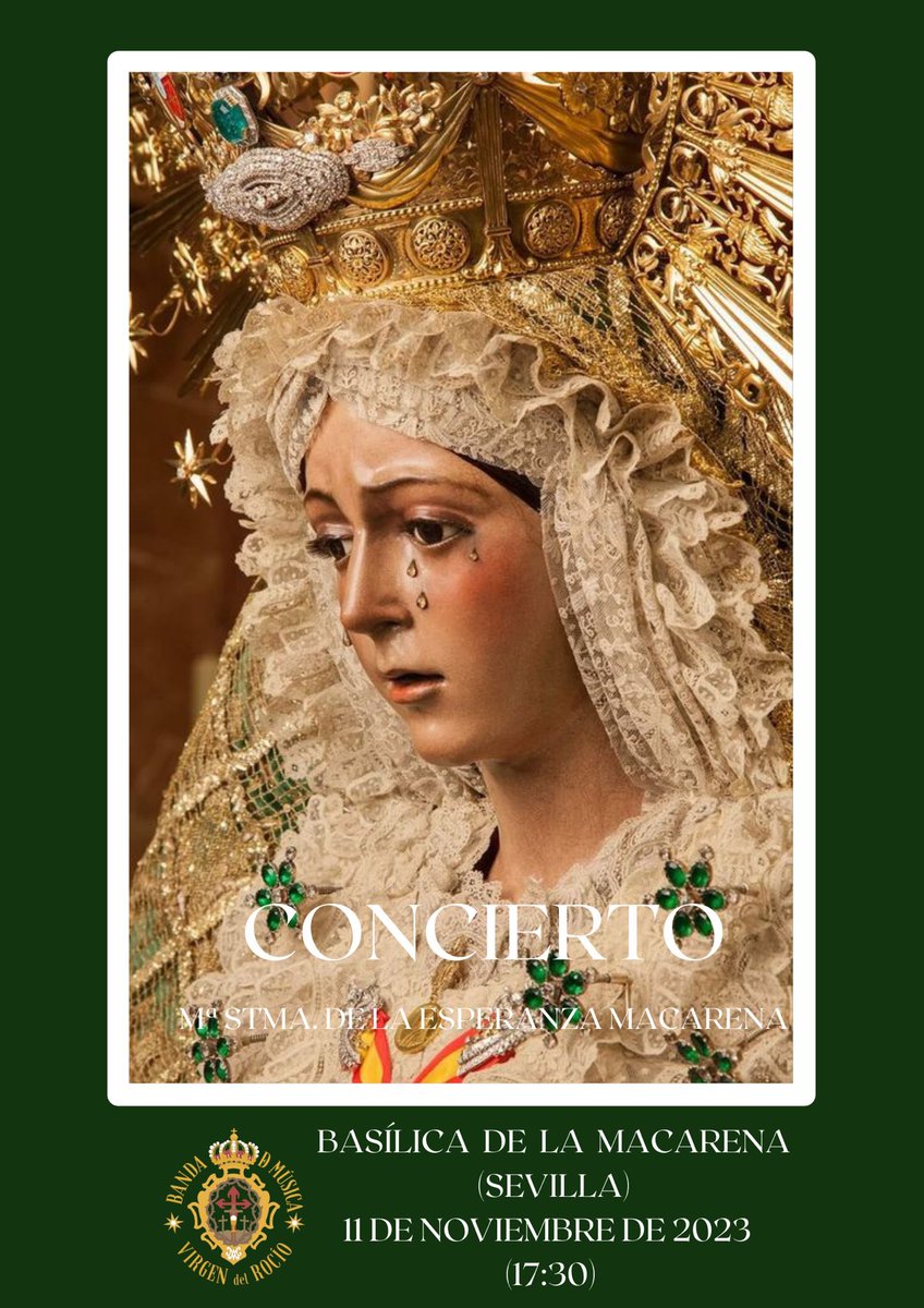 🎶 CONCIERTO  |  En la tarde de mañana, sábado 11 de noviembre, ofreceremos nuestra música a modo de ofrenda ante la Esperanza Macarena (<a href="/Hdad_Macarena/">Hermandad de la Macarena</a>) en su Basílica. 

Será uno de los momentos a recordar por nuestra banda, poder tocar a la Madre de Dios de la Esperanza.