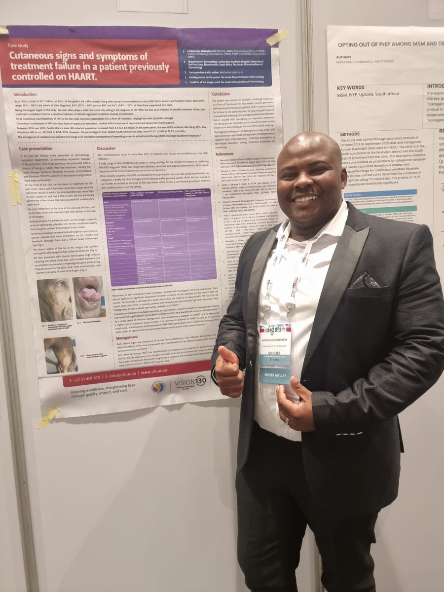 Universitas_AH's tweet photo. 1/2 Dermatologist Dr Lehlohonolo Makhakhe, who plies his trade at Universitas Academic Hospital in Bloemfontein, was one of the key speakers during the 6th Southern African HIV Clinical Society Conference.
@Wa_Makhakhe
#UAH
#SAHCS https://t.co/huK43BlgeC