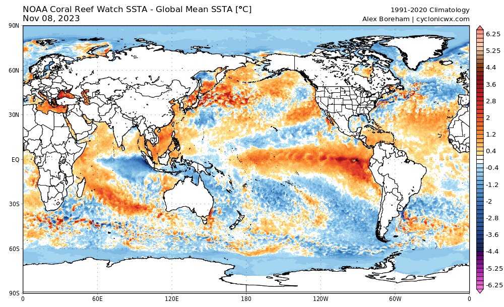It's honestly amazing how close the positive Indian Ocean Dipole (+IOD) mode loading pattern matches up to current global SSTa.

Nearly a perfect match overall.