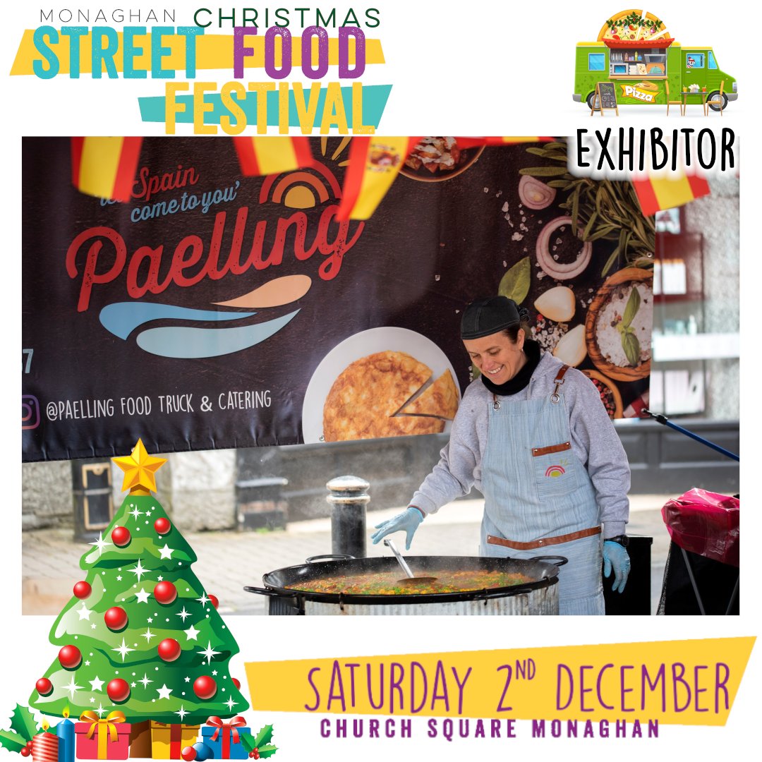 tasteofmonaghan's tweet photo. Paelling Food Truck &amp; Catering  are back! We love their traditional Spanish cuisine, homemade,  tasty, dietitian balanced &amp; healthy Spanish food including bravas,  paella, &amp; churros.
#MonaghanTourism #funfortheweekend #monaghanhasit #food #MonaghanChristmasMarket #ChristmasMarket https://t.co/m4q9vVMHcf