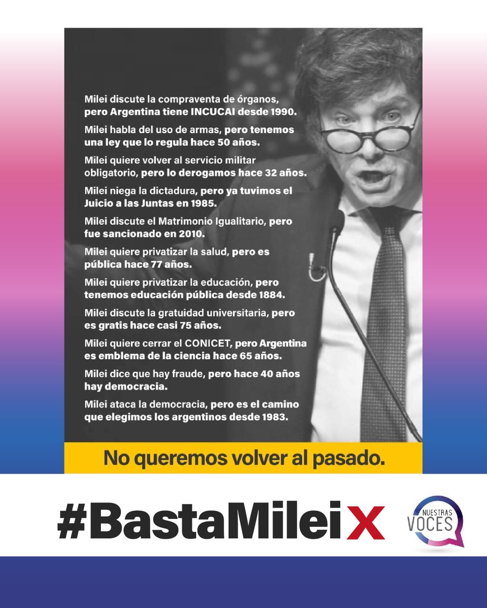 Milei es un peligro para la democracia que los argentinos elegimos. #BastaMilei #NoAMilei