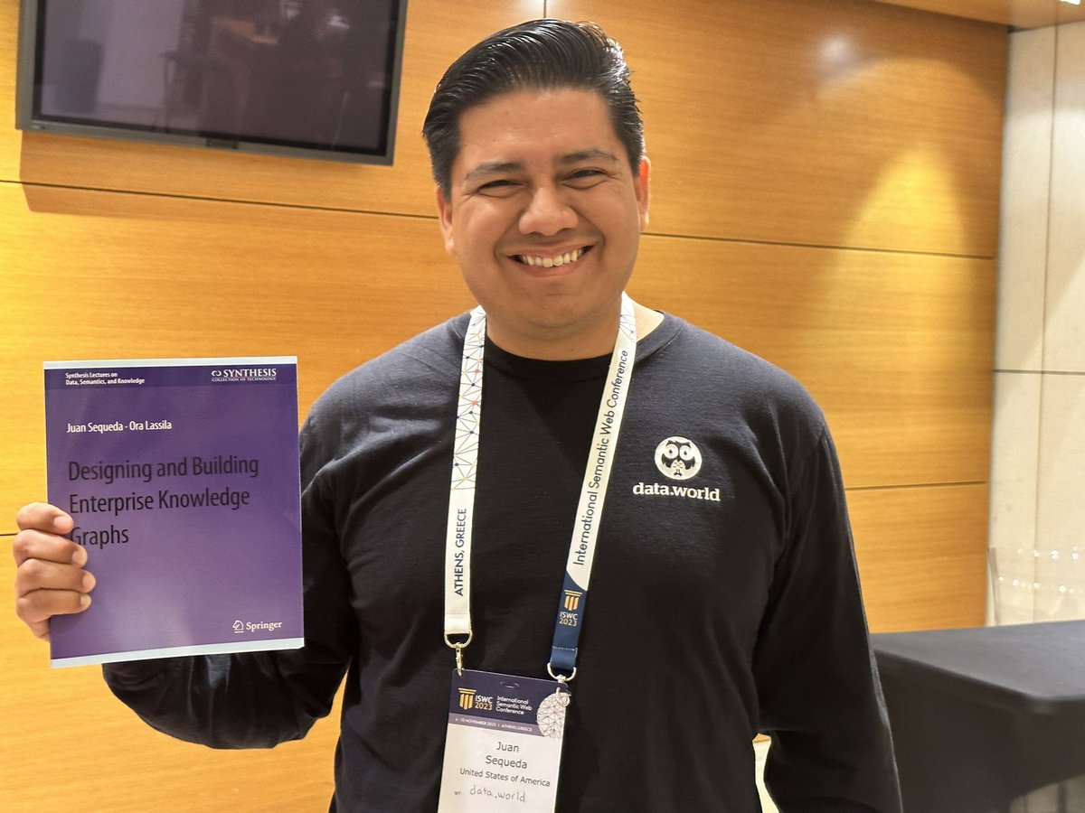 juansequeda's tweet image. Very exciting to see the book @oralassila and I wrote “Designing and Building Enterprise Knowledge Graphs” at #iswc2023 

In this exciting era of LLMs, Knowledge Graphs play a key role to increase accuracy and providing explainability, which are critical for enterprises.