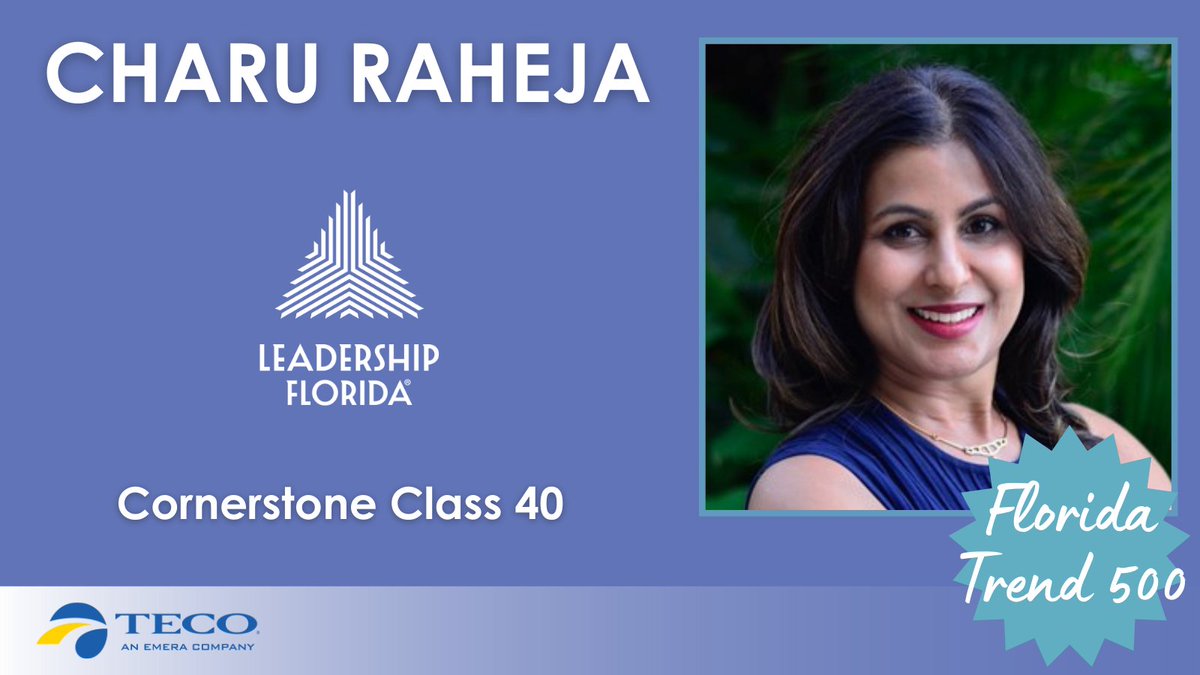 Congratulations to #LifetimeMember Charu Raheja (#CornerstoneClass40 #XLerators, #NortheastRegion) for being selected as one of @FloridaTrend's Top 500 Influentials in Florida in the Health/Life Sciences category. Charu is the CEO of @TriageLogic.

Sponsor: @TampaElectric