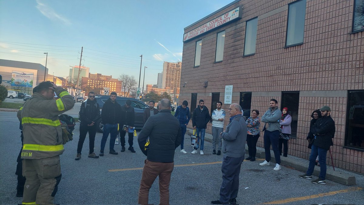 Public Education and Truck#1  @MultiCulturalCl in Windsor. Welcoming and educating our #NewCanadians with a vehicle demonstration and #FireSafety talk. Bc