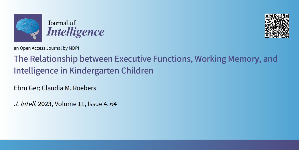 JIntell_MDPI's tweet image. The paper "The Relationship between #ExecutiveFunctions, #WorkingMemory, and #Intelligence in Kindergarten Children" by @ebru_ger and Claudia M. Roebers (@unibern) is available at doi.org/10.3390/jintel…
