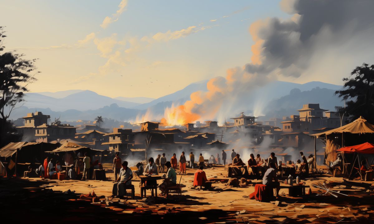 ImpactingArt's tweet photo. November 6, 2023 - Nepal earthquake: Survivors cremate the dead, face uncertain future

From: https://t.co/AXRSlO28So

#NepalEarthquake #Survivors #EarthquakeRelief #CrisisInNepal #HelpNepal #nft #nftart #nftcommunity #midjourneyart #aiartcommunity #人工知能アート #nft艺术 https://t.co/3R21g7YkQ6