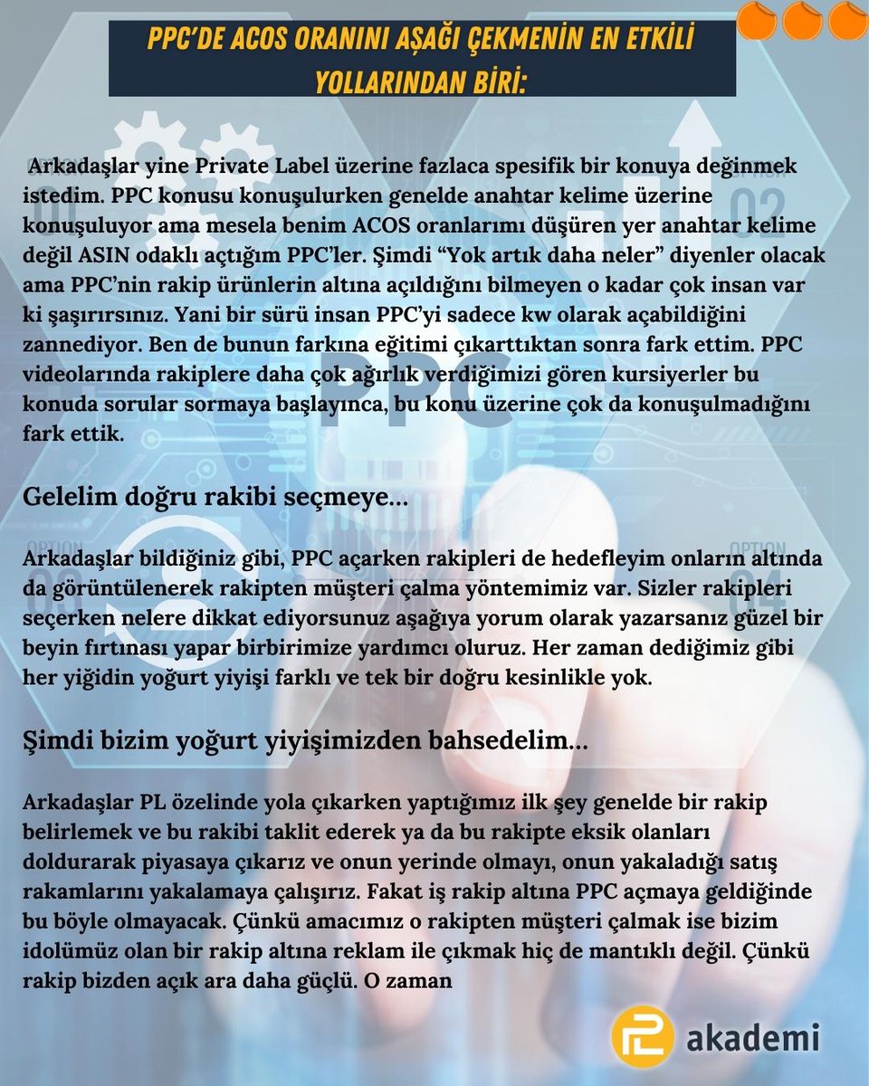 PLAkademi's tweet photo. PPC'de ACOS Oranını Aşağı Çekmenin En Etkili Yollarından Biri:

ASIN Hedefli PPC'de Doğru Rakip Altına Reklam Girme...

#pl #ppc #privatelabel #privatelabelakademi https://t.co/ekJKXOwNeA