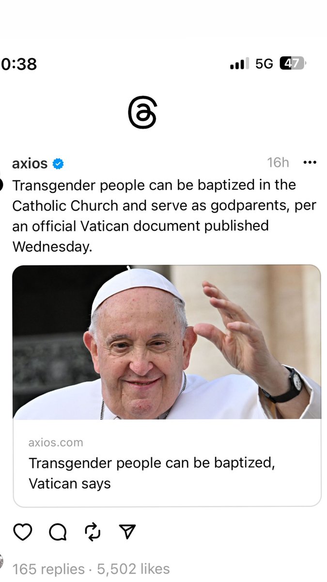 miaultraviolet's tweet photo. just so y’all know trans people can officially be baptized according to the vatican so

no more religious excuses not to accept us into your hearts and minds https://t.co/RgpR6Fosas