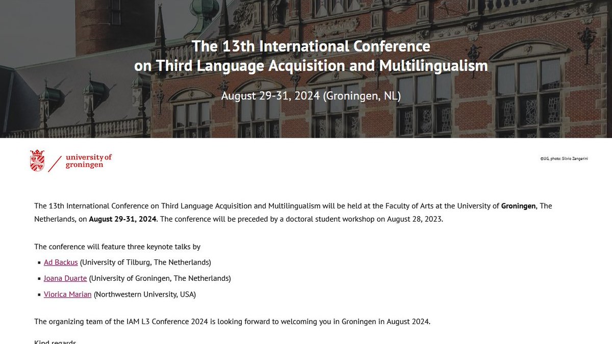 CALL FOR ABSTRACT
➡️IAM L3 Conference 2024 at University of Groningen (The Netherlands)
‼️Submission deadline: 20 December 2023‼️
For more info, check the website: sites.google.com/rug.nl/iaml3co… #IAMultilingualism