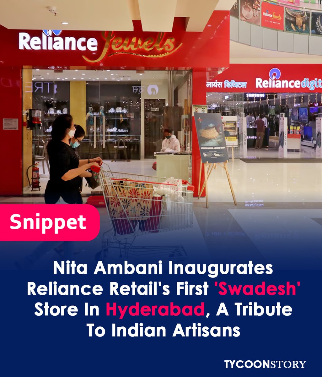 Hyderabad Sees The Opening Of Reliance Retail's Standalone Swadesh Store.
#RelianceRetail #SwadeshStore #Hyderabad #TraditionalArts #store #reliance #IndianHandicrafts #NitaAmbani #MakeInIndia #Swadesh #SupportArtisans #hyderabad @relianceretail