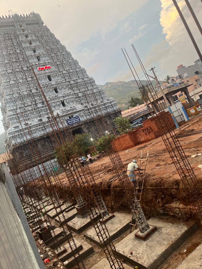 trramesh's tweet photo. Har Har Mahadev

   Good News!

  Today at 2:30 p.m. I made an urgent mention before the Hon'ble Division Bench of the Madras High Court hearing temple matters - regarding the illegal construction of Shops right in front of the magnificent Raja Gopuram of Sri Arunachaleswarar Temple. 

I submitted to the Hon'ble DB that I have filed a Petition regarding illegal construction activity by TN Govt in the temple land and it may be urgently heard. 

Their Lordships were pleased to fix the urgent hearing on 15.11.2023 and also orally instructed the government  to stop construction work right now. 

The @tnhrcedept which is present in this temple only by Fraud has sought time to present some more documents.  

   Bhaktas will be happy to learn that @OurTemples Shri Rangarajan Narasimhan and Advocate B Jagannath - Patriotic Hindu Advocate from Madras High Court will also file petitions and oppose the Govt's decision to construct 150 shops in this temple 
 
     I will fully oppose the attempts of the anti-tradition Department to commercialise this ancient  temple and their attempts to spoil its heritage.