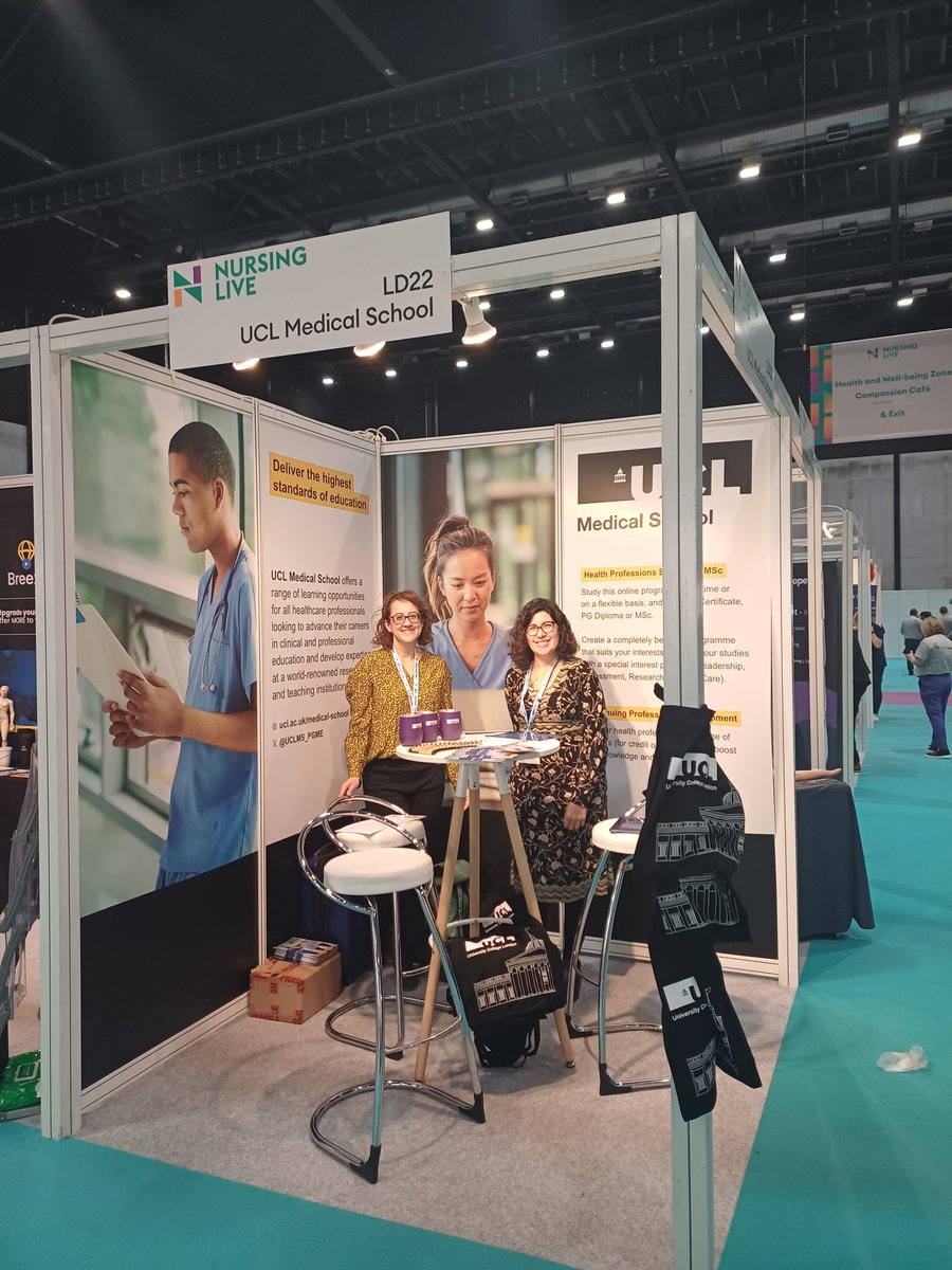With <a href="/kerry_calvo/">Kerry Calvo (she/her)</a> and <a href="/DocEmKay/">Miranda Kronfli</a> at #nursingliveuk come and see us at our stand for a chat about our #masters <a href="/UCLMS_PGME/">UCLMS PGME</a> <a href="/ucl/">UCL</a> and get your own UCL tote like #SarahJessicaParker !