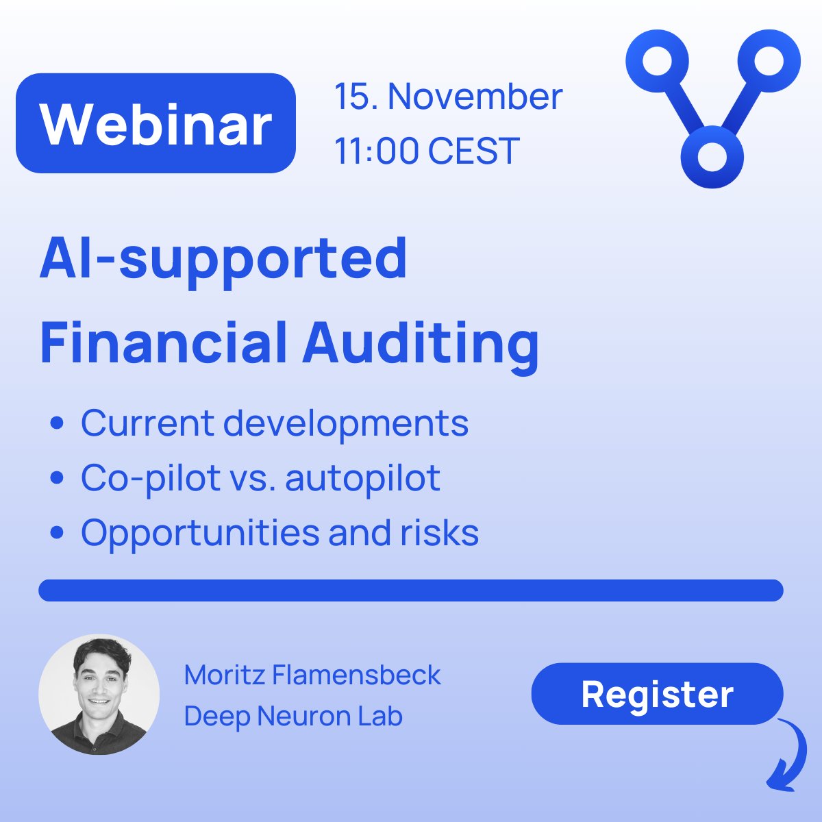 Join us for an enlightening online webinar - 'AI-supported Financial Auditing.' 💻

Save the date and stay tuned for more details. 🗓 

#Audit #Webinar #AI #DigitalAudit #FutureofAuditing