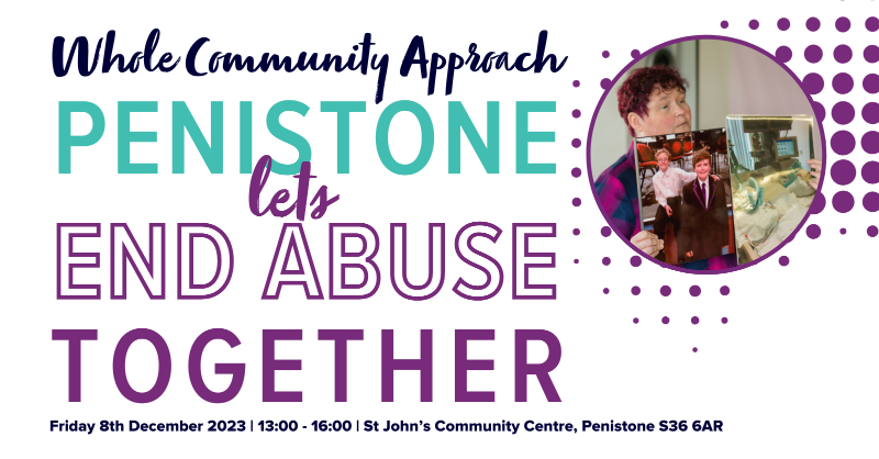 IDASfor100's tweet photo. Calling everyone in the #Barnsley #Penistone community!

We are joining @clairethrossell on Friday 8th December to co-host an event to 'end abuse together'.

We're calling on local businesses, community groups and individuals to end domestic abuse together!

@BarnsleyCouncil