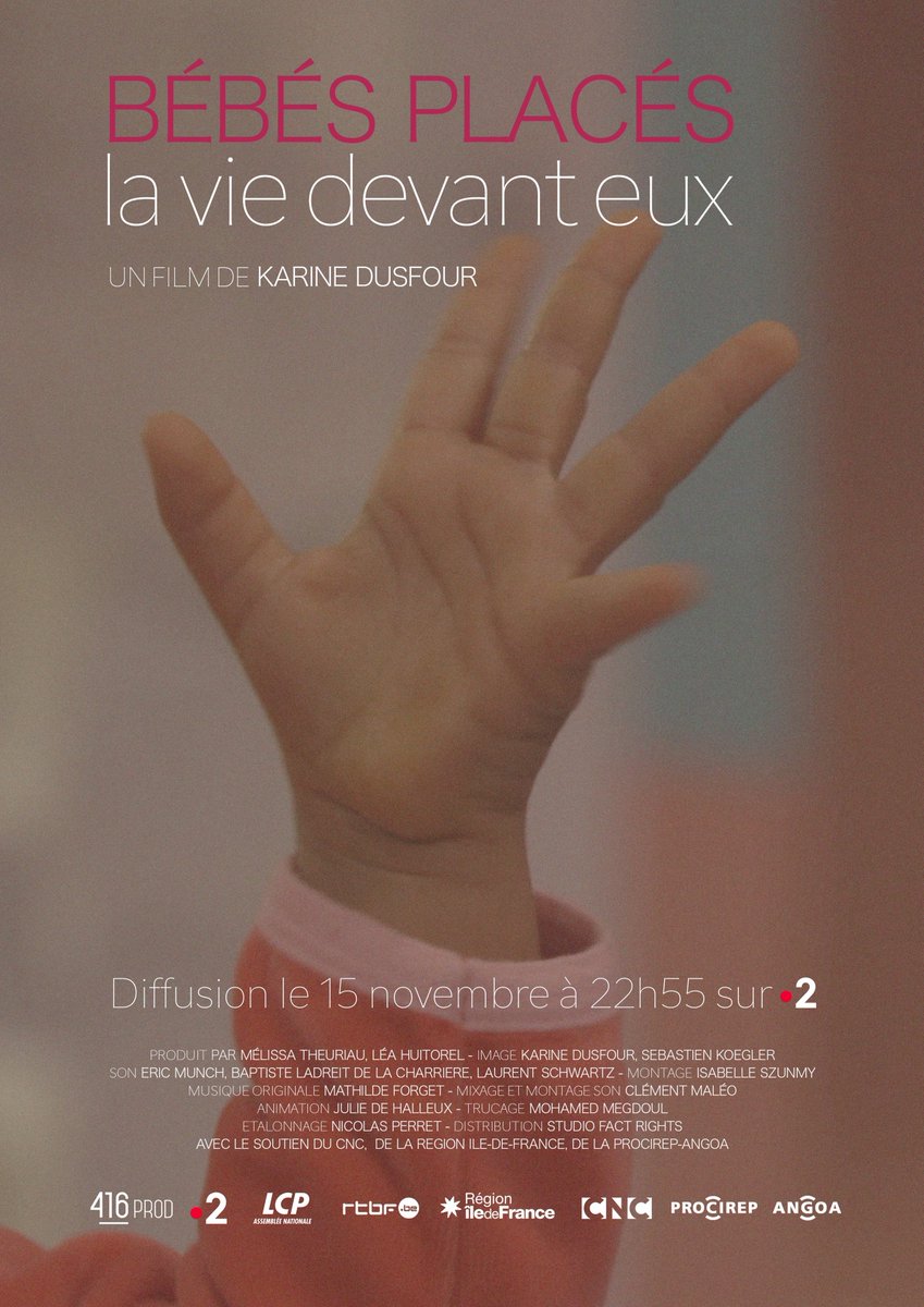 🗣 À ne pas manquer :

📺 Bébés placés, la vie devant eux de Karine Dusfour sur France 2 mercredi 15 novembre à 22h55.

Le film sera suivi d’un débat entre Charlotte PARMENTIER-LECOCQ et Lyes LOUFFOK. 🙏