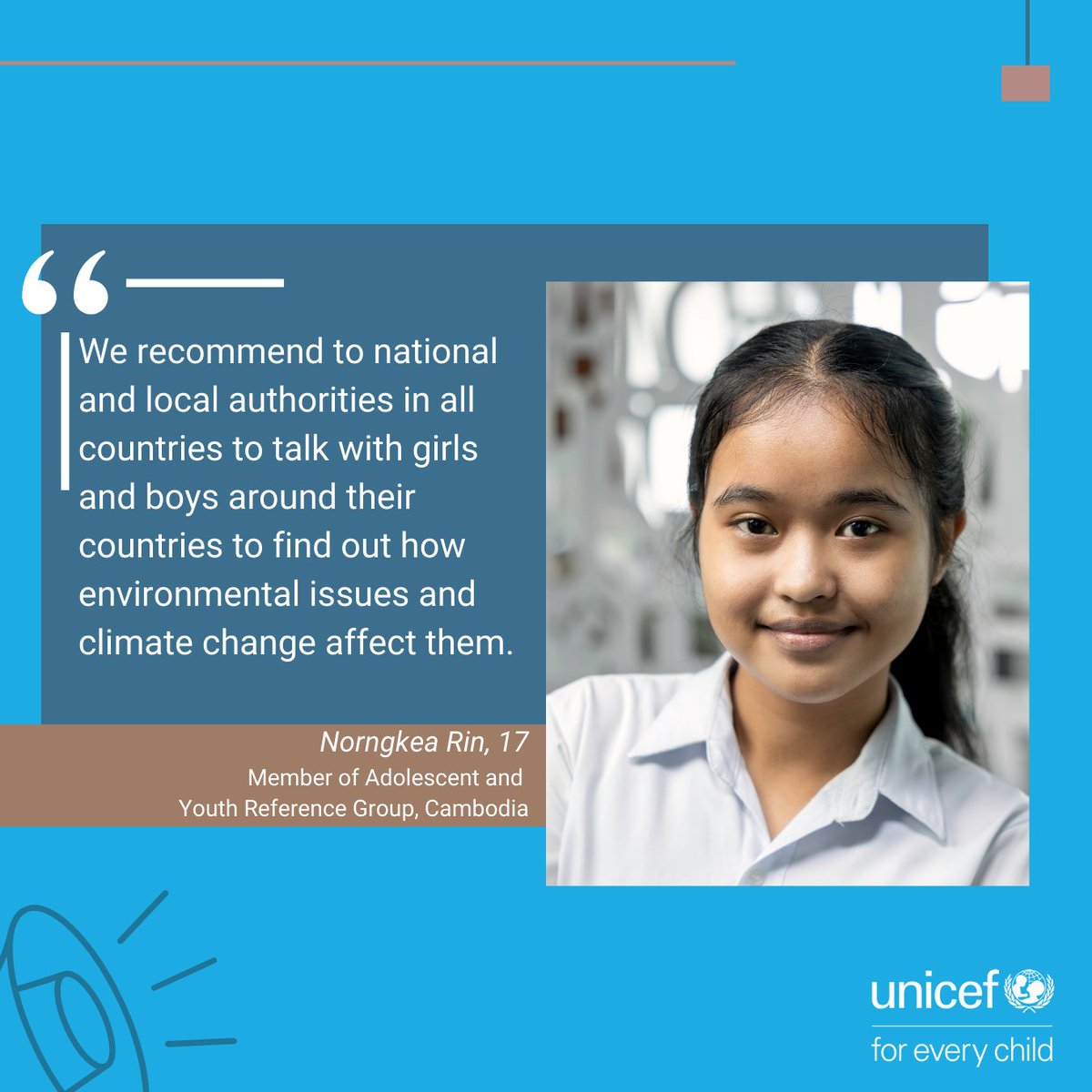🎉General Comment 26 has been launched in Southeast Asia!🎉It will help countries to respect children’s rights to a green and safe environment 🌱and include them in environmental decision-making.🌎Read more: uni.cf/3u3t4hH 

@UNChildRights1 #GC26 #UNCRC @UNICEFCambodia