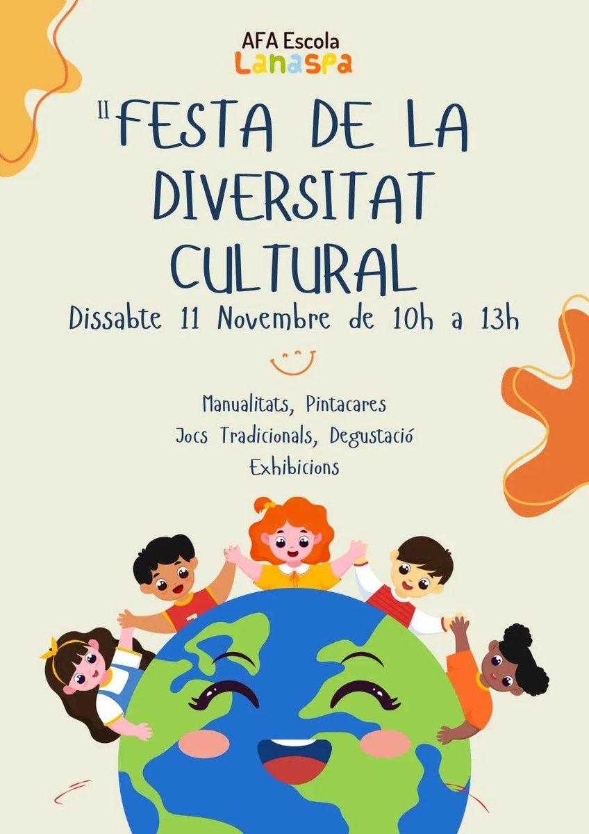 Demà a #Lanaspa estem de festa.
Jocs, manualitats, degustacions gastronòmiques...
Ens trobem a partir de les 10h del matí.
T'ho perdràs?
Visca la diversitat cultural!
#Terrassa