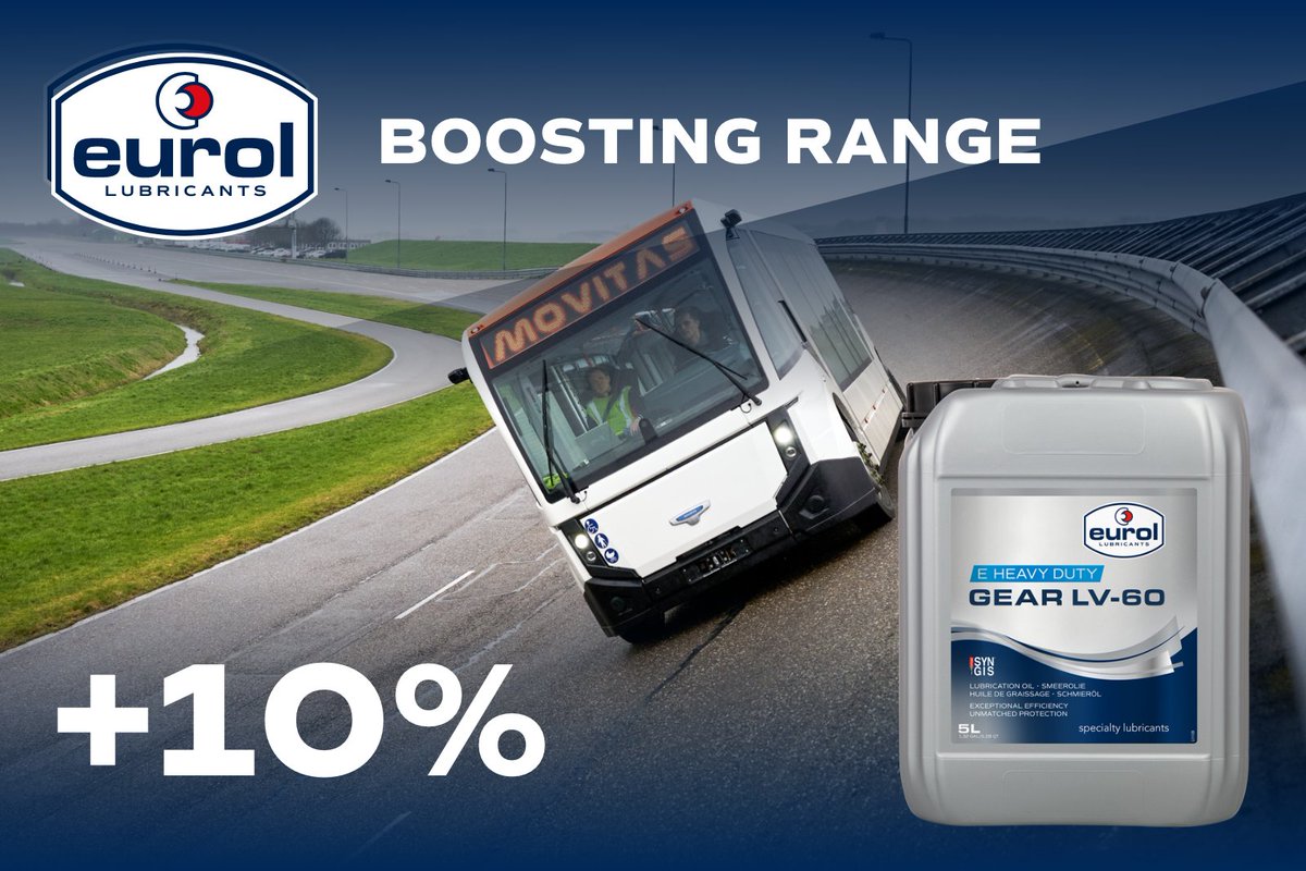 +10% more range with Eurol E Heavy Duty Gear LV-60. This marked improvement alleviates range anxiety and showcases the potency of Eurol E Heavy Duty in on-road scenarios. More on: eurol.com/en/product-lin…
#greeninnovations #lubrication #publictransport  #SustainableDevelopment