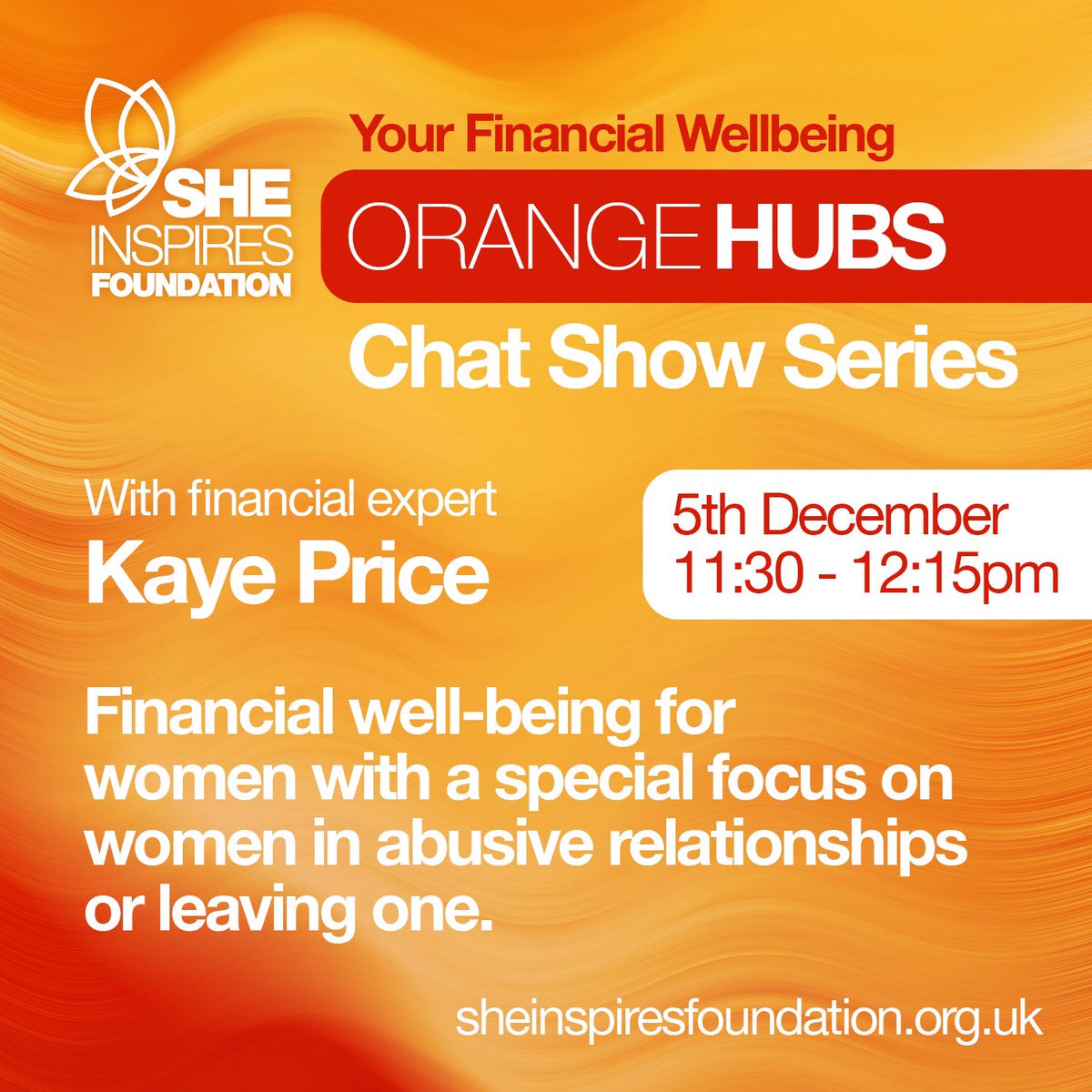 Catch the live session on our FB page as financial expert Kaye Price kicks off our #OrangeHub Chat Series with “Financial Freedom After Abuse - Know Your Rights.' 🚪 Let's empower survivors and break the silence together. 💙 #EmpowerSurvivors #OrangeHub #FinancialFreedom