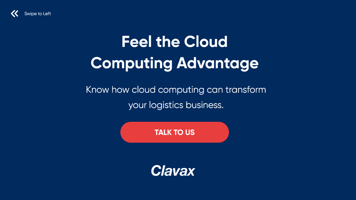 Clavax's tweet image. Faster Routes, Lesser Costs, and Better Profits!
Feel the Cloud Computing Advantages with Clavax and Transform your Logistics Business.

Visit: clavax.com

#cargo #delivery #shipping #SHIPPINGWORLDWIDE #BusinessGrowth #route #Agile