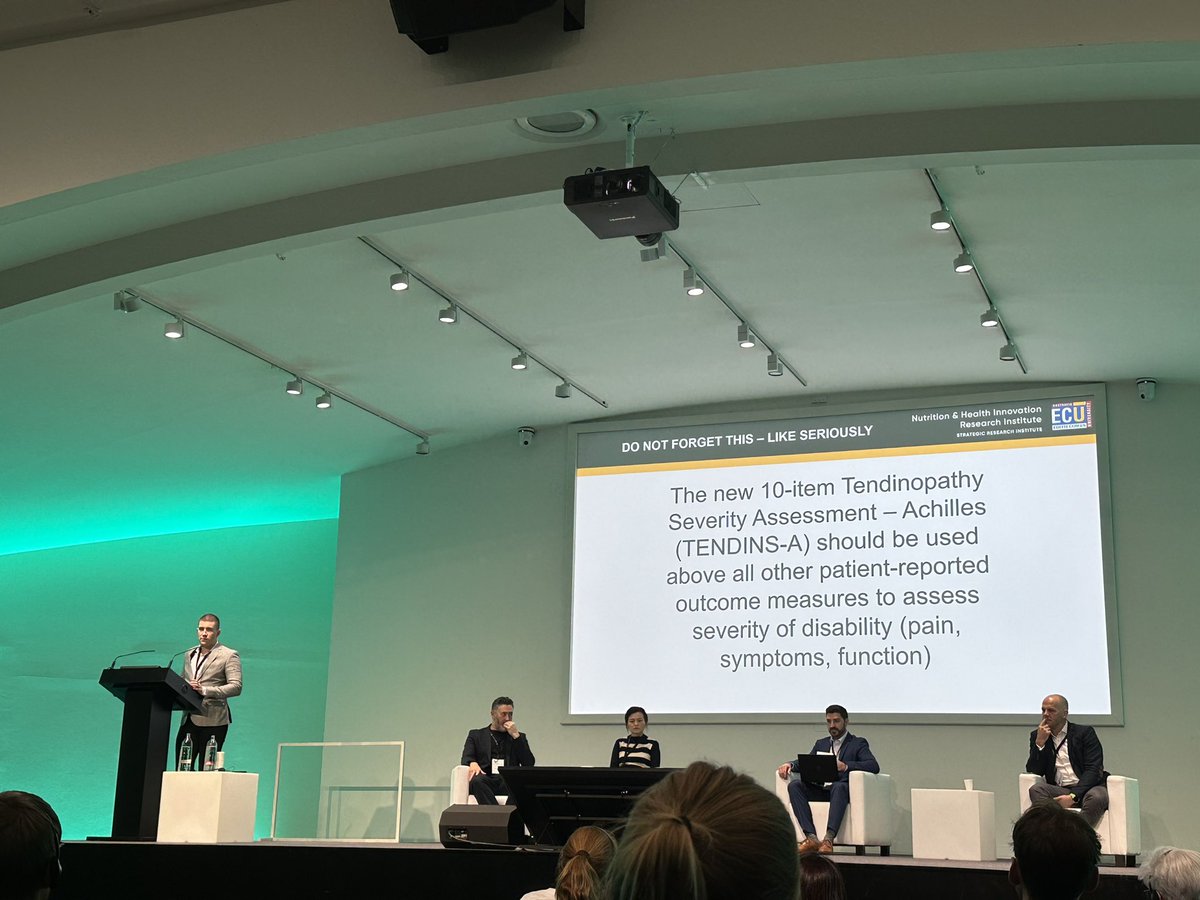 #ISTStendon <a href="/myles_physio/">Myles Murphy</a> Myles Murphy <a href="/ISTS_2023/">ISTS_2023</a> suggesting that the new TENDINS-A PROM should replace the VISA-A when assessing outcomes of interventions for Achilles tendinopathy. Worth checking out this new questionnaire for AT.