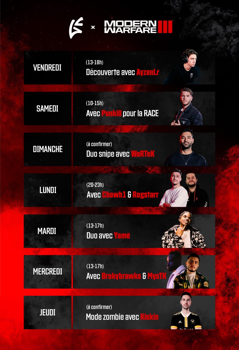 Regardez moi cette line-up de giga bg pour les prochains jours !! (c'est possible qu'il y ait des changements)