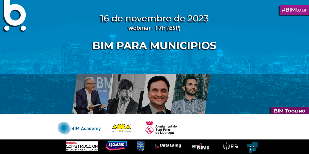 BIMAcademyES's tweet photo. 📢#BIMtour. Ciclo sobre #BIM y el Sector Público: BIM en Municipios
Debatiremos sobre el #GeoBIM, los modelos BIM y la #digitalización de una ciudad en 3D.
Confirma asistencia
🗓️ 16/11/23
⏰ 17h
👉 https://t.co/2wJuJYf54o
@BIMCommunity_ES, @datalaing, @socialtek_media https://t.co/GtilkO92B2