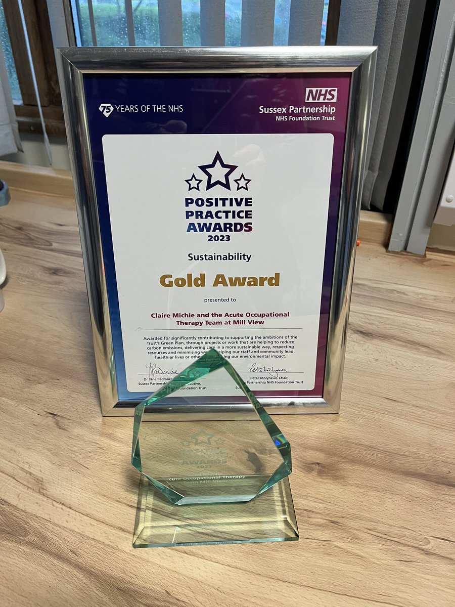 So proud of our @Millview_SPFT OT team for this #goldaward for sustainability at the @SPFT_NHS #PPA223 awards. 

#winners #greenwalking #recoverythroughactivity #thevalueofOT #occupationaltherapy #notjustajob