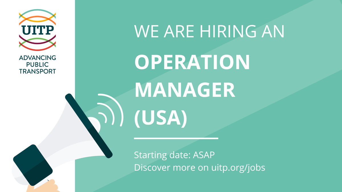 📢 We are #hiring! 📢

We're looking for an Operation Manager based in the #USA 🇺🇸 (preferably on the West Coast).

This role involves:

➡️ Coordinating membership and networking activities for UITP #NorthAmerica.
➡️ Leading marketing efforts to promote local initiatives, such as