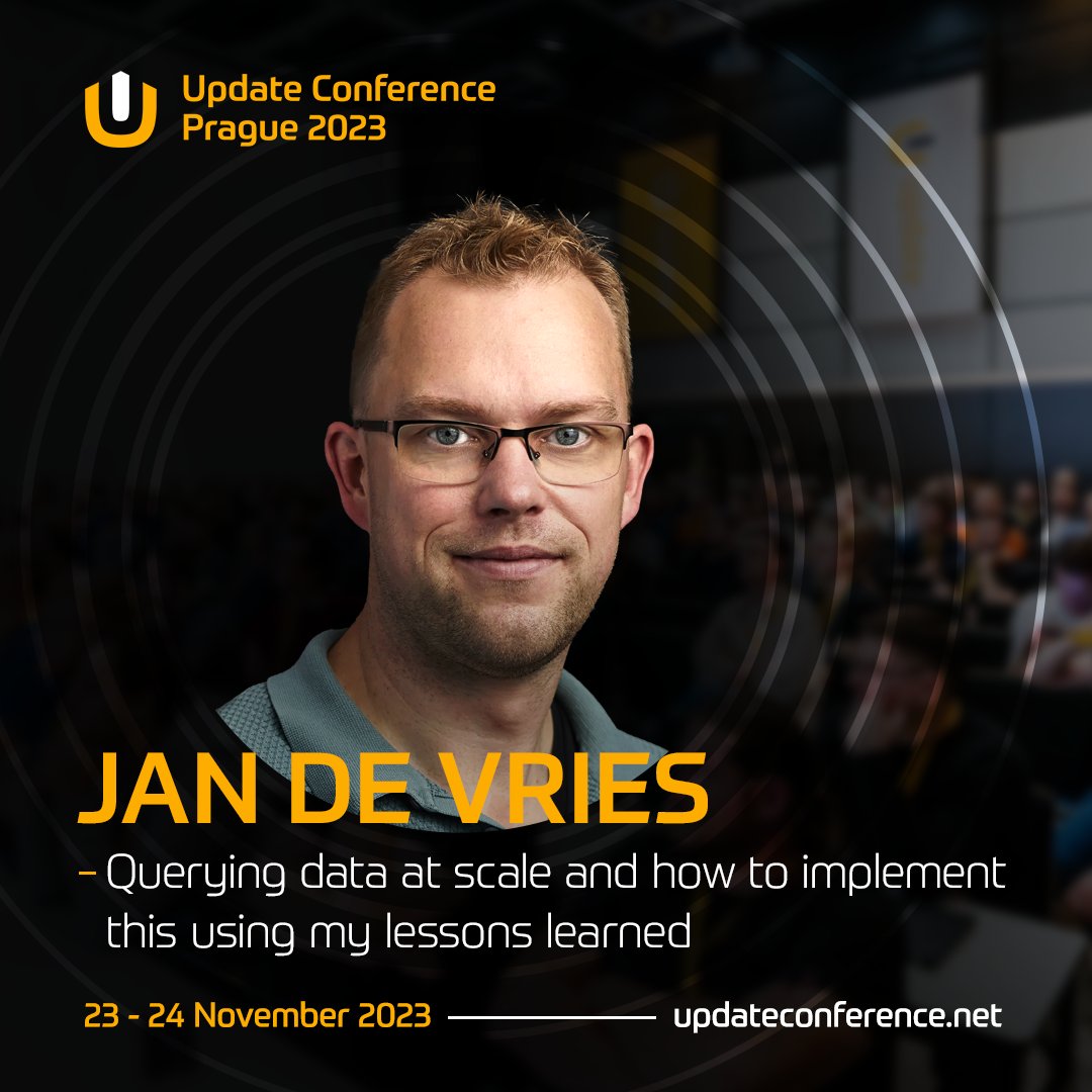 🟡 Gigabytes of data, multiple databases, and stores… How to do efficient querying in all this mess? 
Join us at the #UpdateConference to learn from the best!
<a href="/Jan_de_V/">Jan de Vries</a> prepared the session 👉 Get your tickets 🎫 updateconference.net
