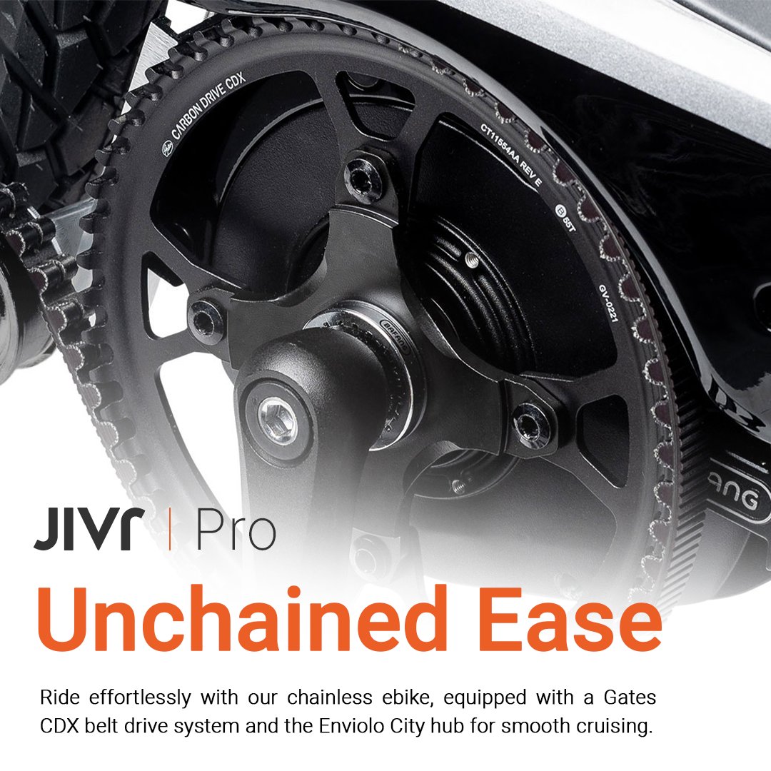 Ride like a breeze on the JIVR Bike Pro!
🚴‍♀️ Our chainless e-bike is equipped with the Gates CDX belt drive system and the Enviolo City hub, ensuring smooth and effortless cruising.
Explore more: jivr.co
#JIVRBikePro #ChainlessEbike #EngineeringBeautiful