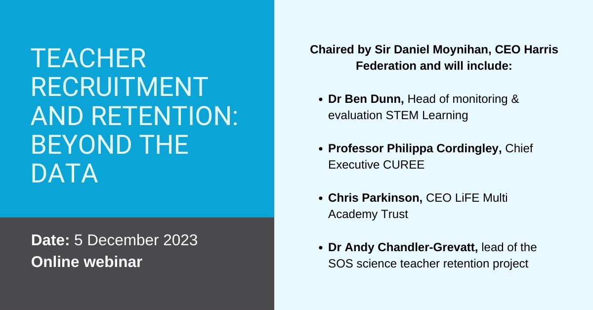 Are you leading science or computer science in a school trust? 

Join our expert panel as they dig deep and look beyond the data, consider what can be done to support teachers and prevent them from increasing the statistics.

Book your free place: bit.ly/47cnIPD