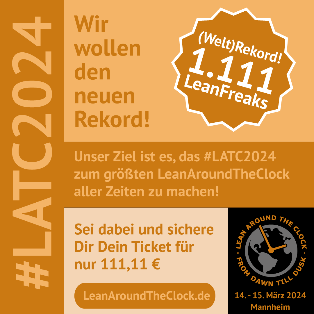 LeanKnowledge's tweet photo. Nur noch 24 gibt es das Ticket zum verrücktesten #LeanEvent des Jahre für NUR #einhundertelfEURelf 🕚
➡️ Zur Anmeldung geht es hier https://t.co/GG5jgNHaXR https://t.co/WxGaBDGmFR