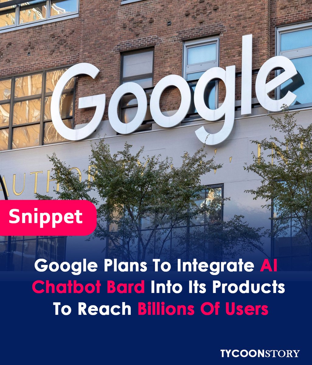 TycoonStoryCo's tweet photo. Google Wants To Reach Billions Of Users With The Ai Chatbot Bard.
#GoogleBard #AI #Chatbot #BillionsOfUsers #FutureOfSearch #NextGenerationAI #AIForEveryone #ConversationalAI #AIAssistant #LargeLanguageModel #GoogleAI #AIInnovation
#TechForGood @Google https://t.co/crXD2ahFuX